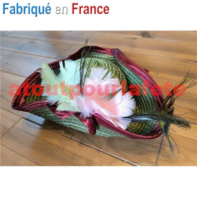 Chapeau Tricorne Pompadour adulte en paille