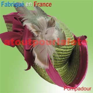 Chapeau Tricorne Pompadour adulte en paille