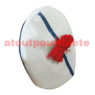 Beret de Marin, Bachi, Chapeau, avec pompon rouge (coton)