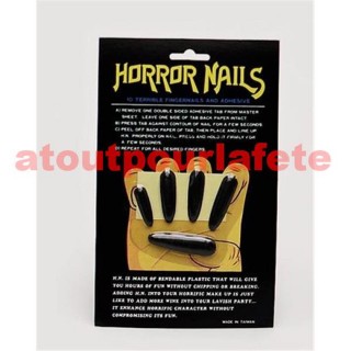 Faux ongles noir de Sorcière, Halloween, Horreur,