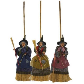 1 Décoration Sorcière Balai d' Halloween 100cm (modèle aléatoire)