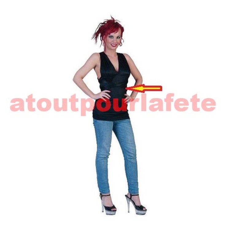 Caraco Noir, Haut pour Sorcière, Pirate, Halloween, Disco (taille unique S-M)