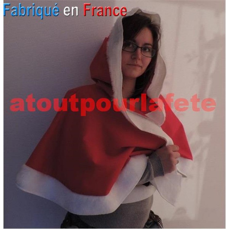 Cape de Mère Noël avec Capuche