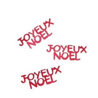 Confettis de table "joyeux Noël" - rouge métallisé - 1,5 x 2,5 cm - sachet 10 gr