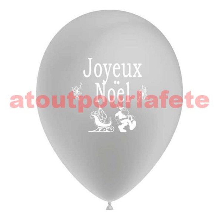 10 Ballons Joyeux Noël, (or ou argent)