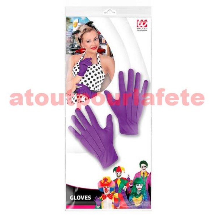 Gants courts violet (joker) 26cms (la paire)