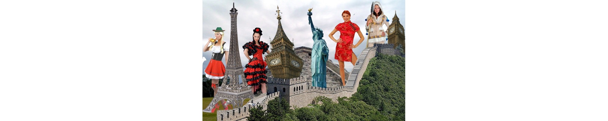 Une Soirée sur le Thême Pays du Monde, Vous trouverez tous ces déguisements, chapeaux et accessoires en Vente et bien plus encore